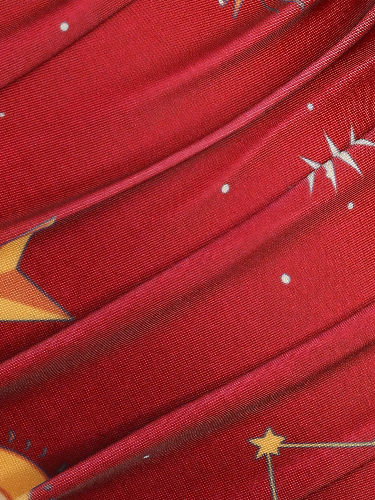 Purple Sun Moon Stars Lace-Up Swimsuit