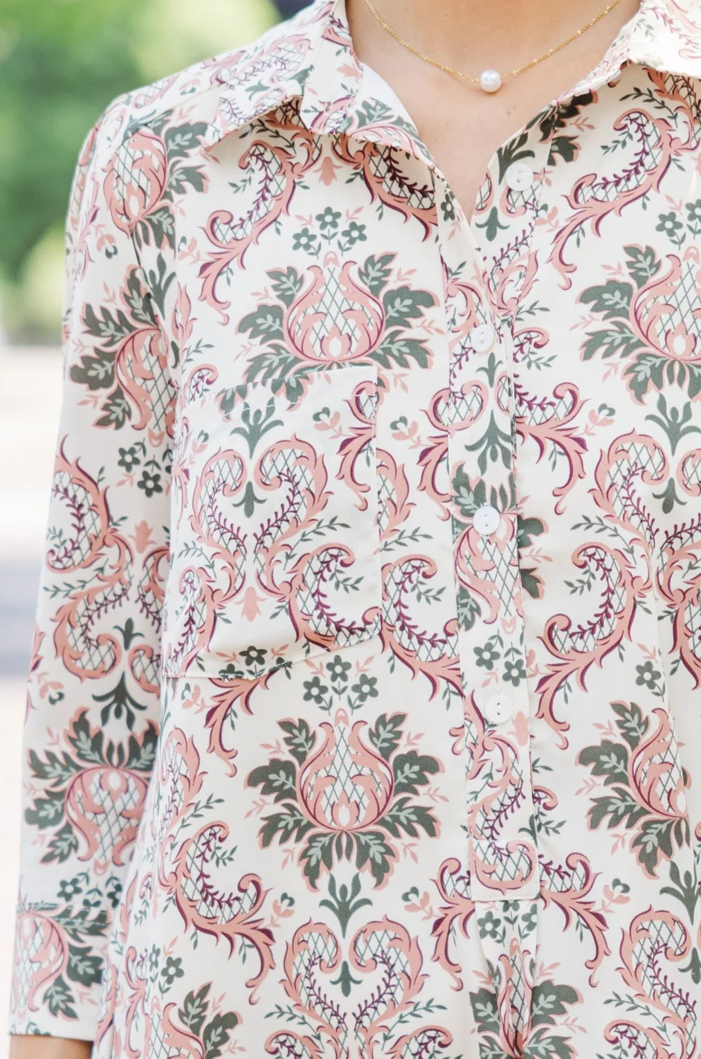 Cream Damask Shirt Dress