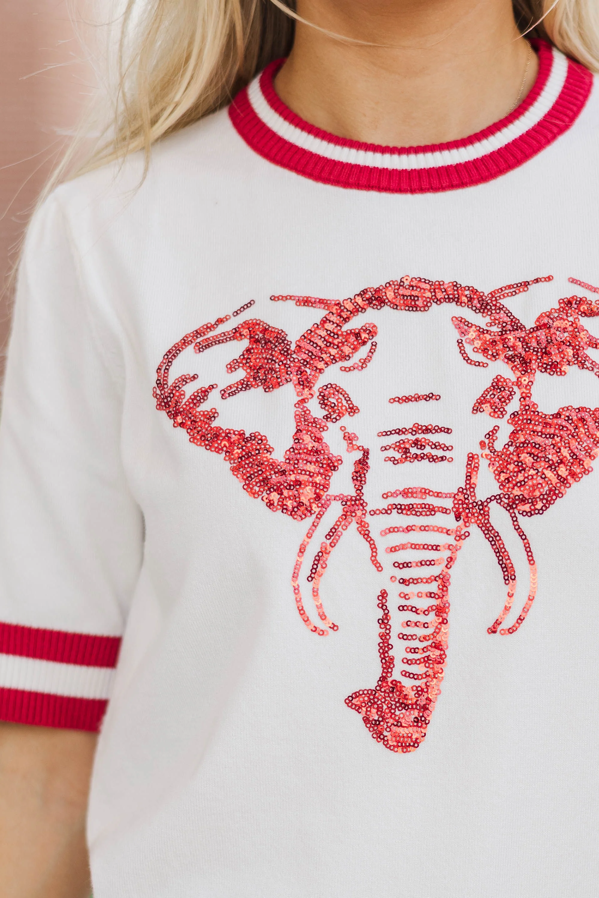 Stay In Character White/Crimson Elephant Sweater