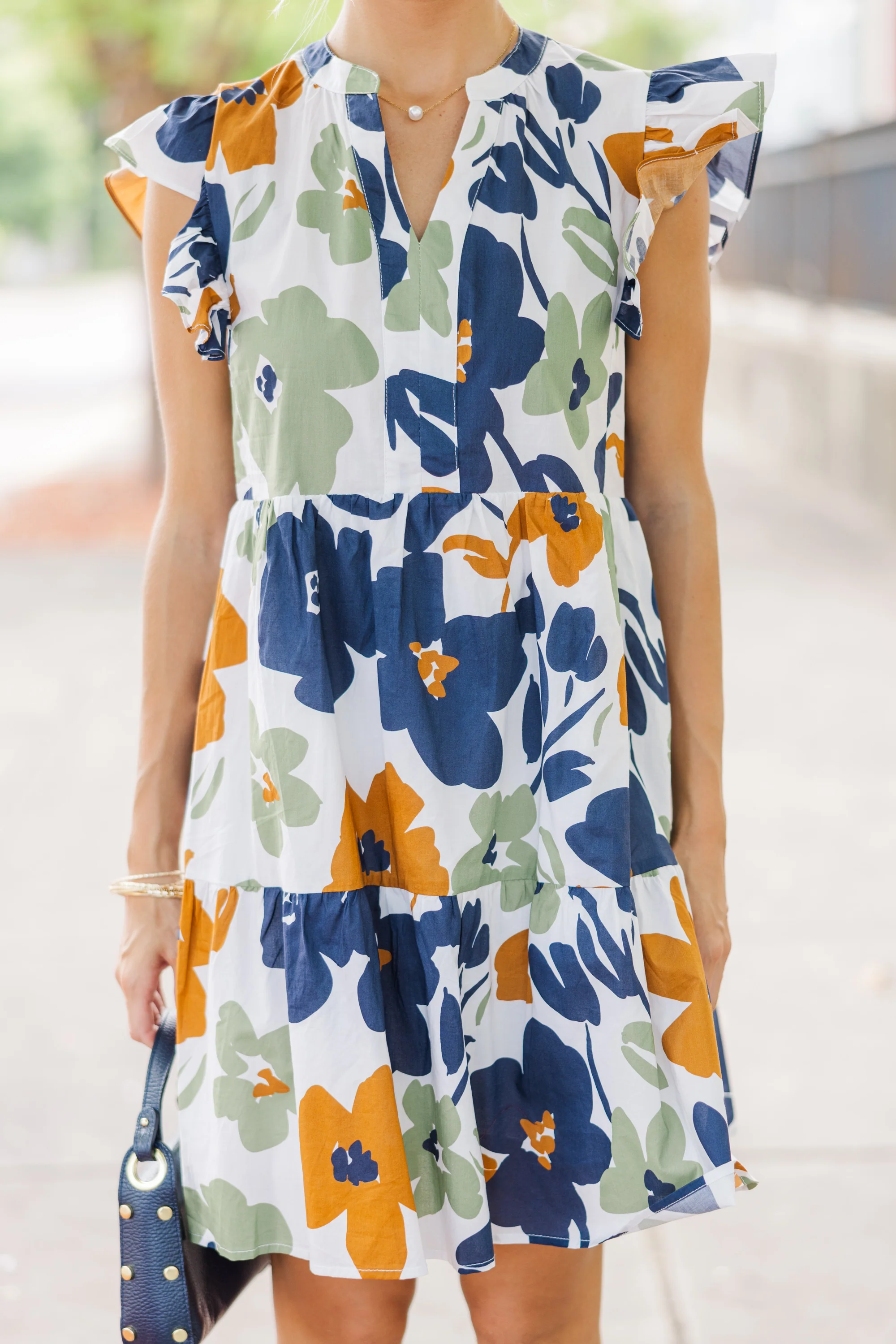 Olive Green Floral Dress