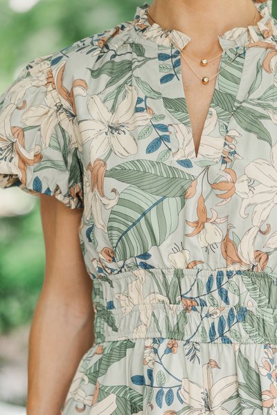 Sage Green Floral Dress