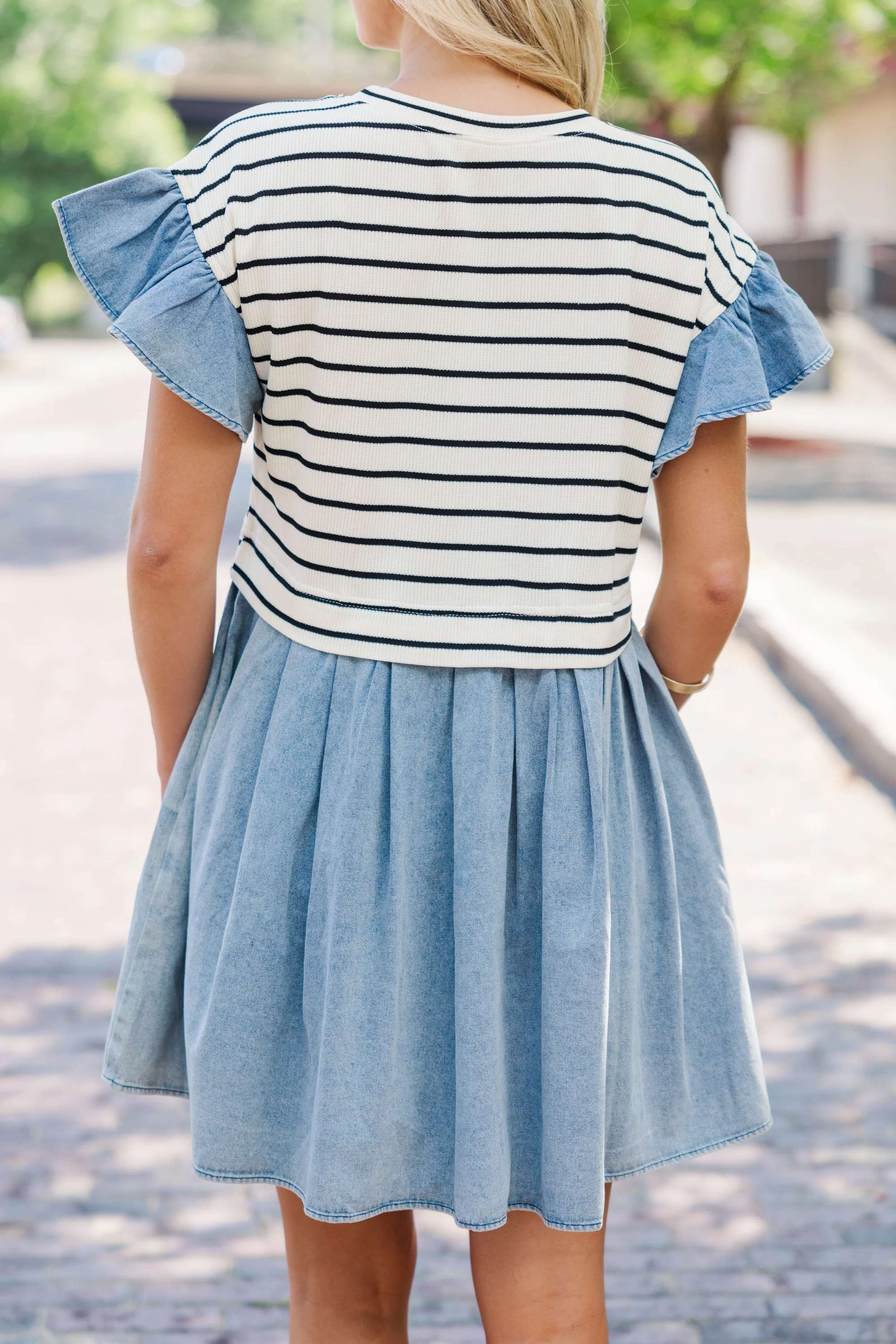 Cream Striped Dress