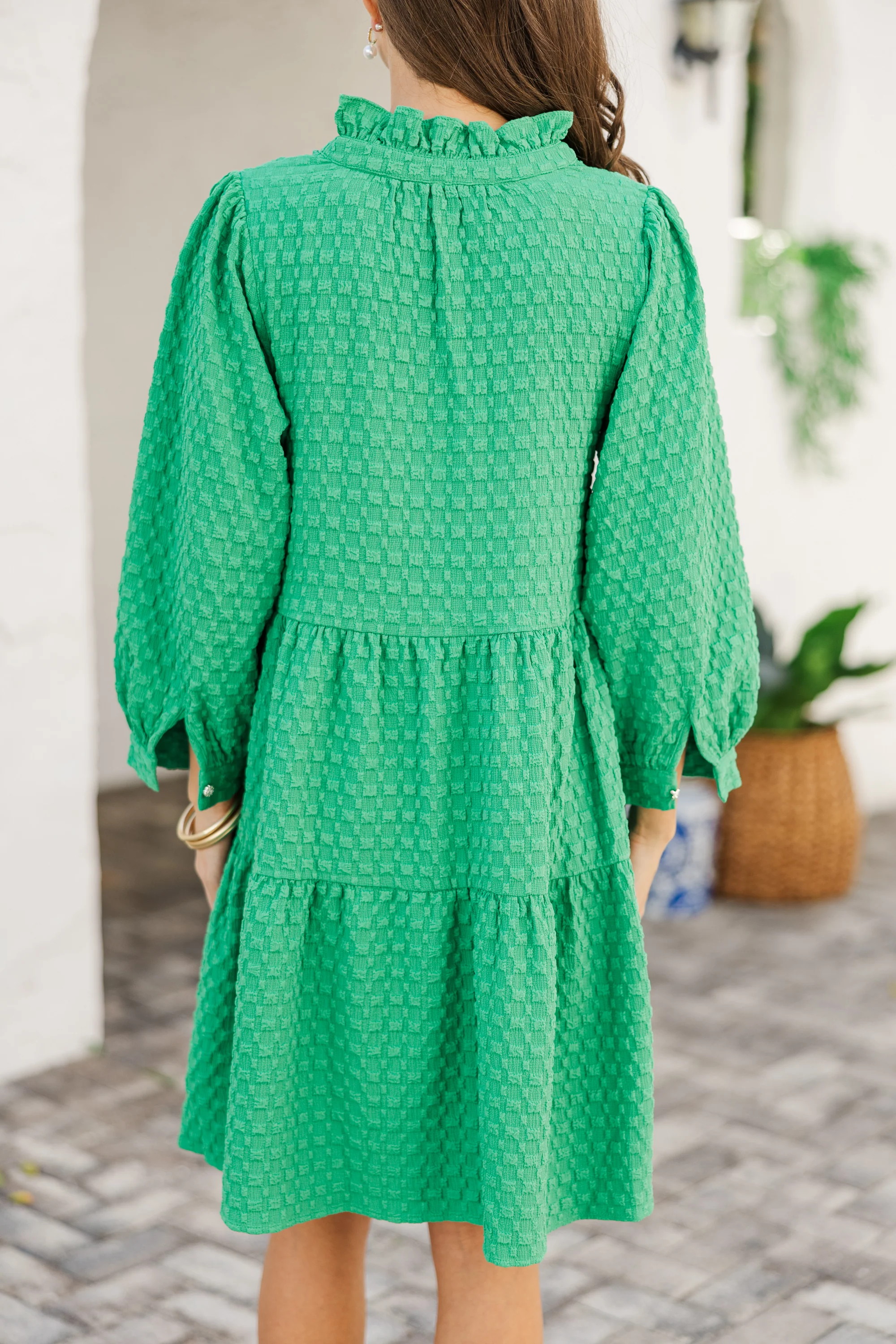Green Textured Dress