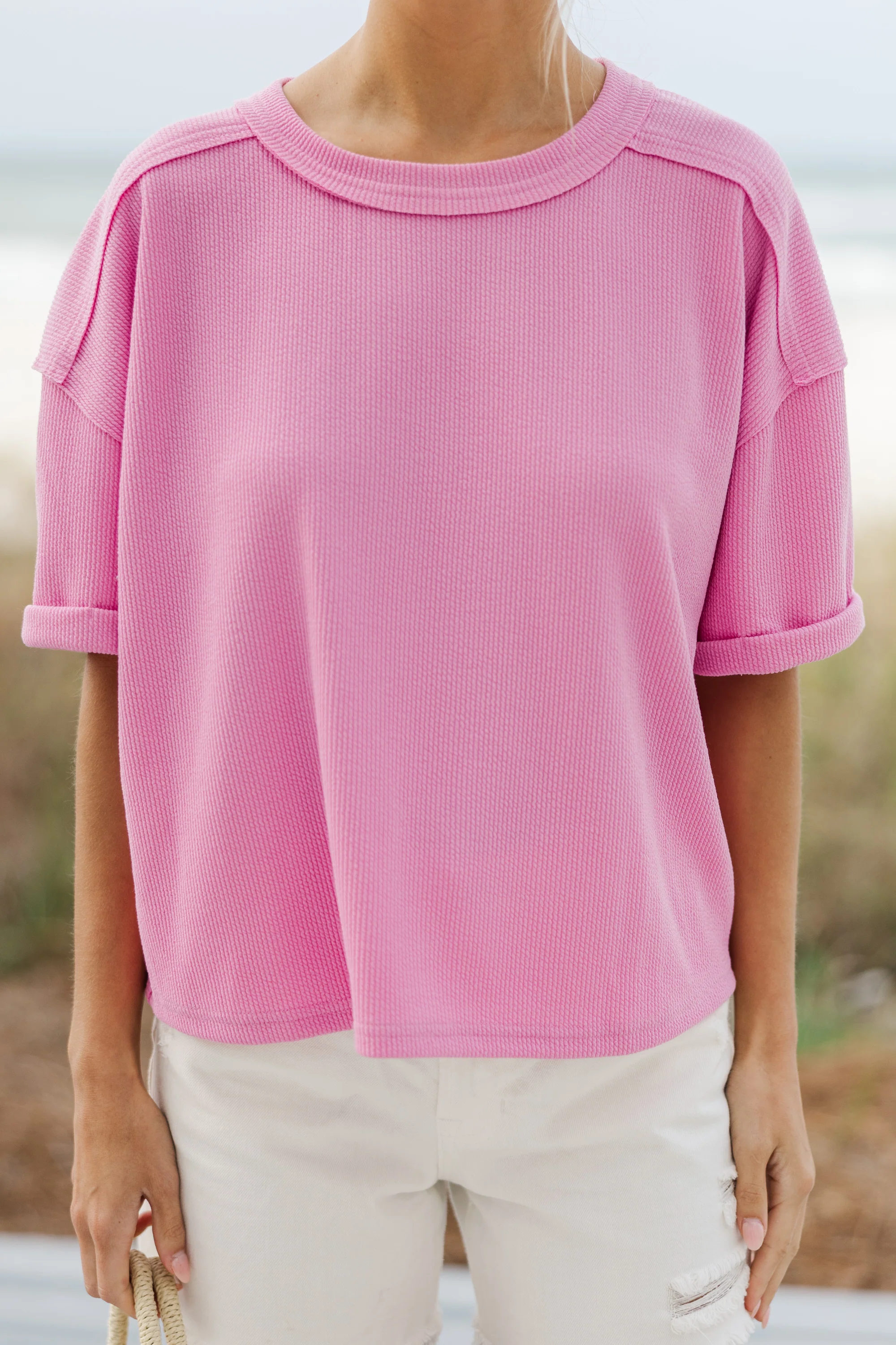 Pink Ribbed Top