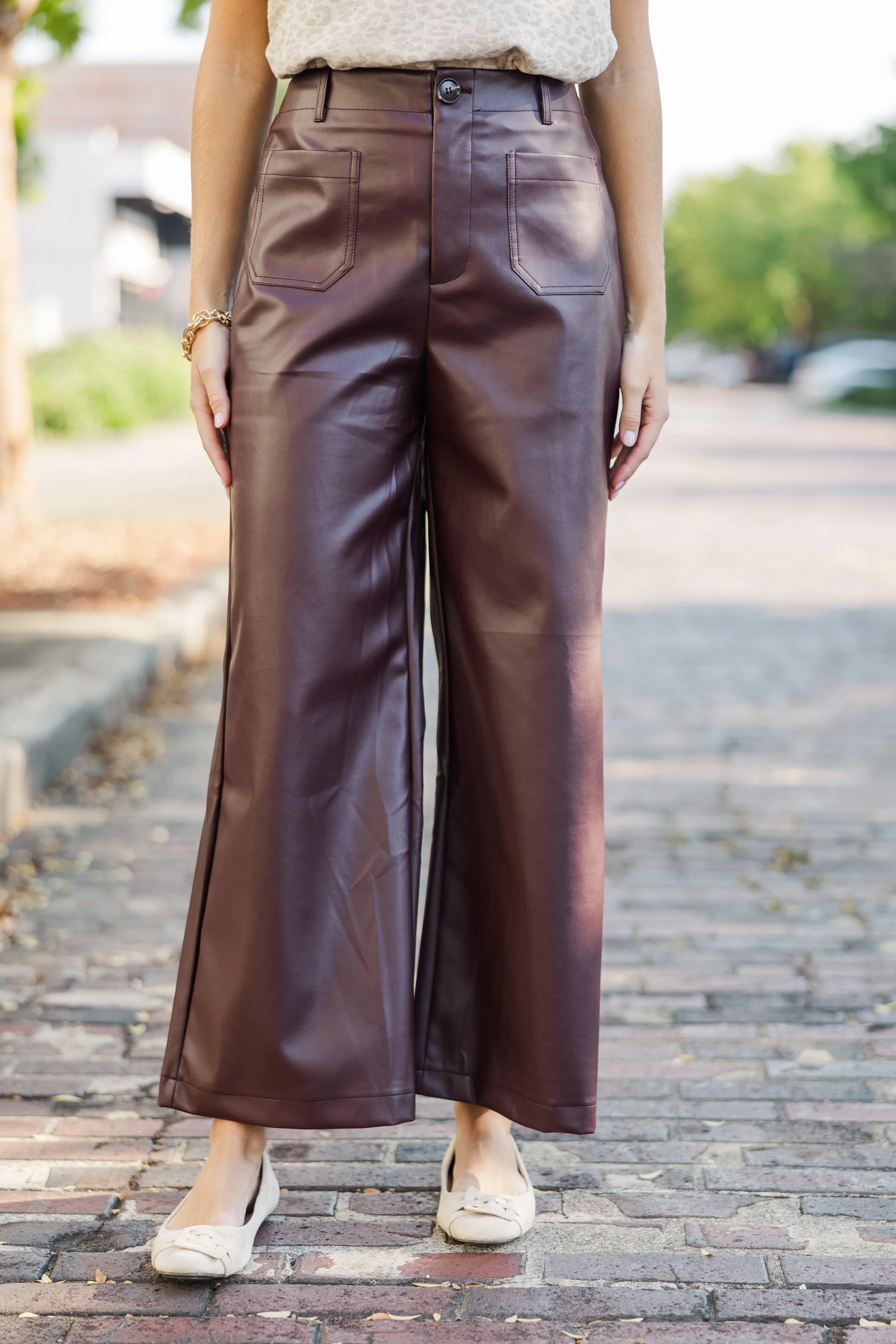 Chocolate Brown Faux Leather Pants