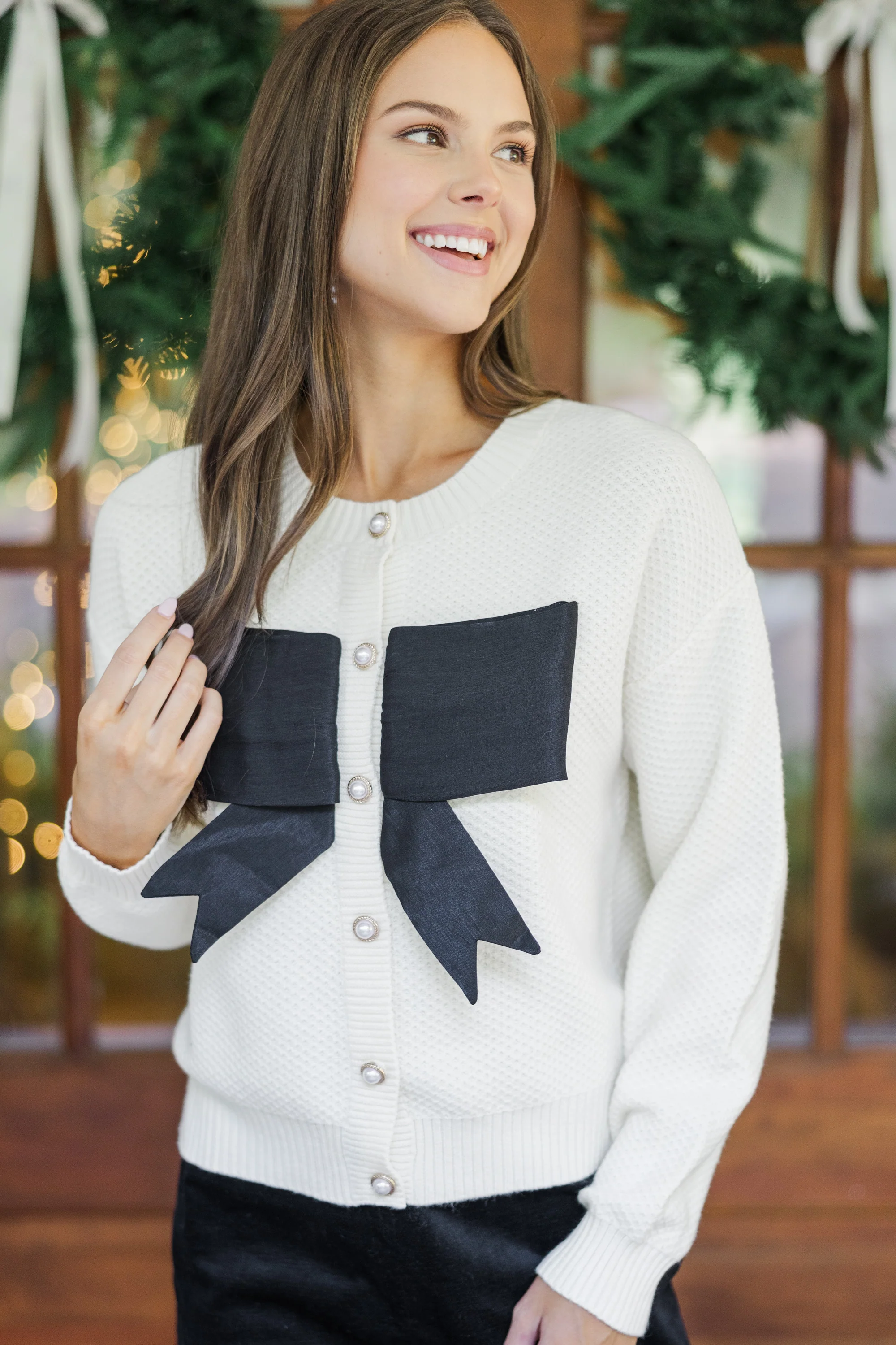 Cream Bow Cardigan