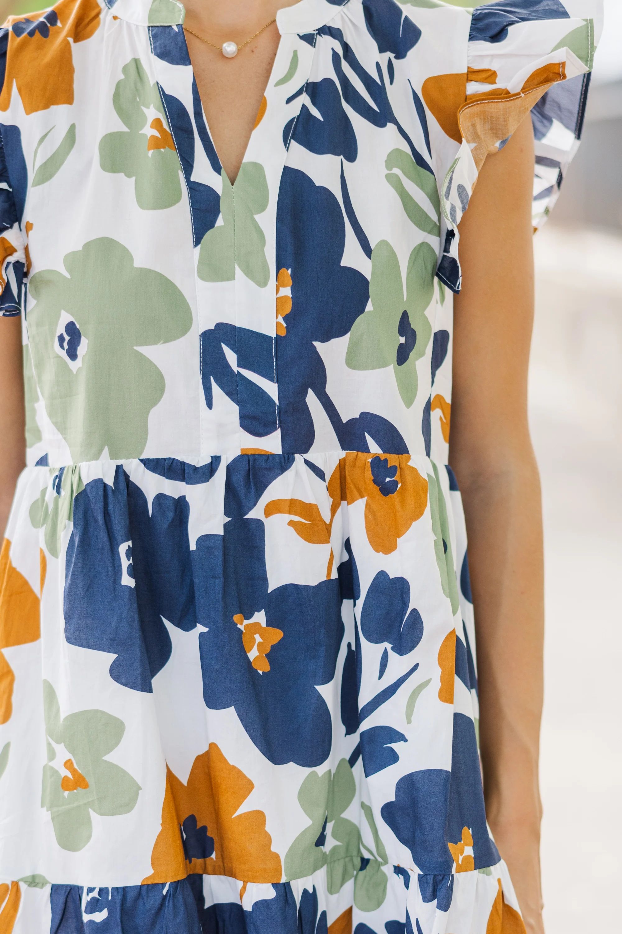 Olive Green Floral Dress