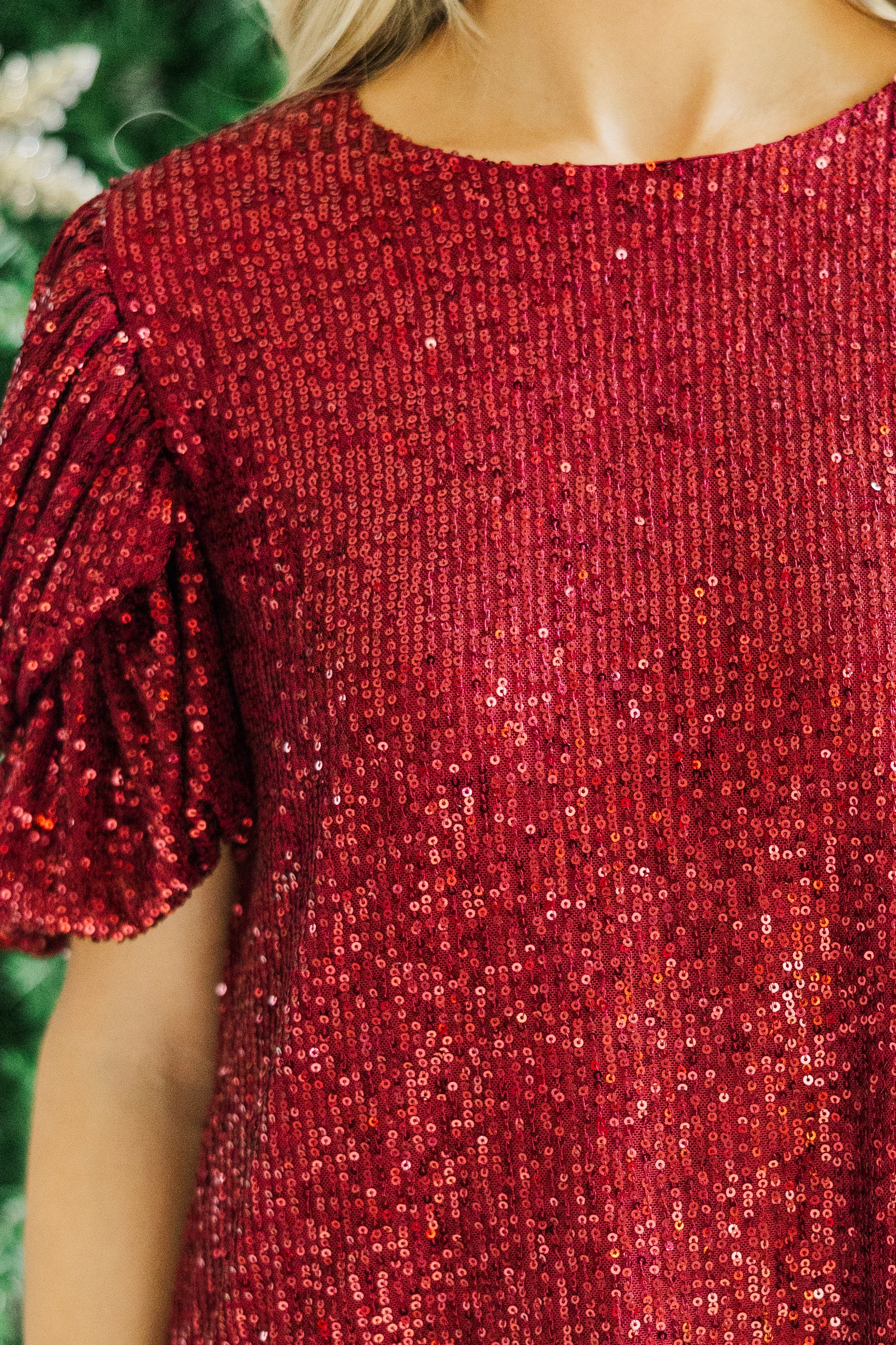 Wine Red Sequin Blouse